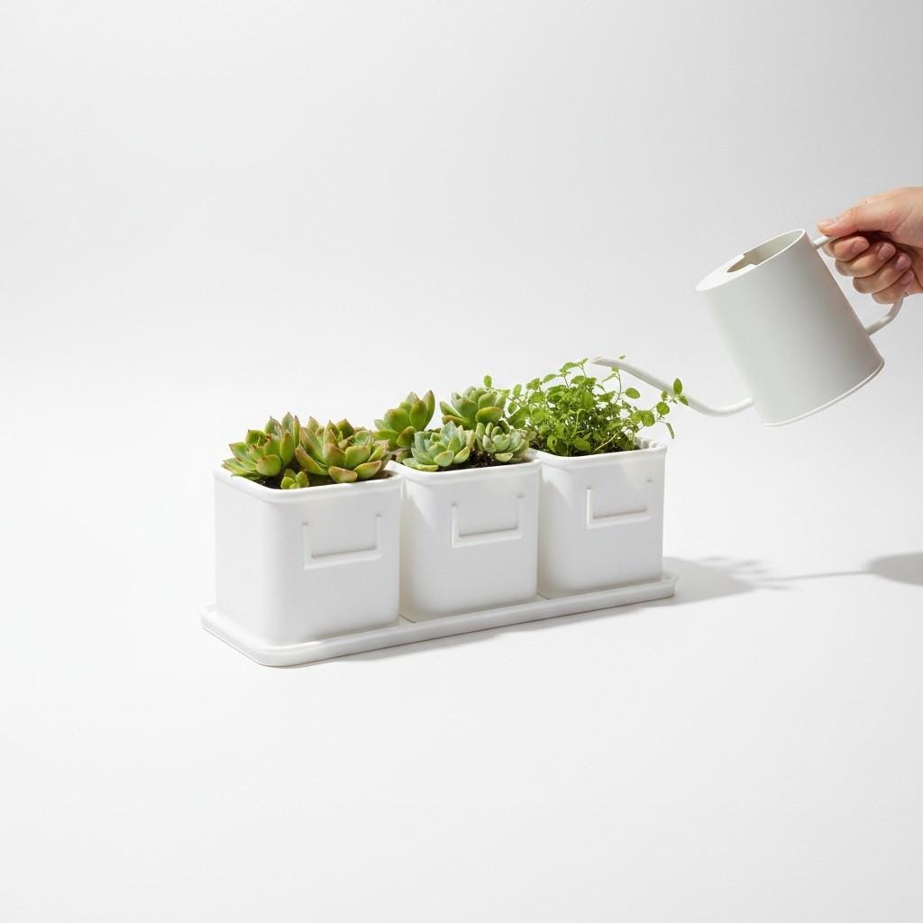 3-Pot Herb Planter Set with Saucer — view 10, 3D printed, HappyLayerMint Malta