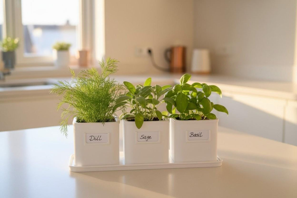 3-Pot Herb Planter Set with Saucer — view 2, 3D printed, HappyLayerMint Malta