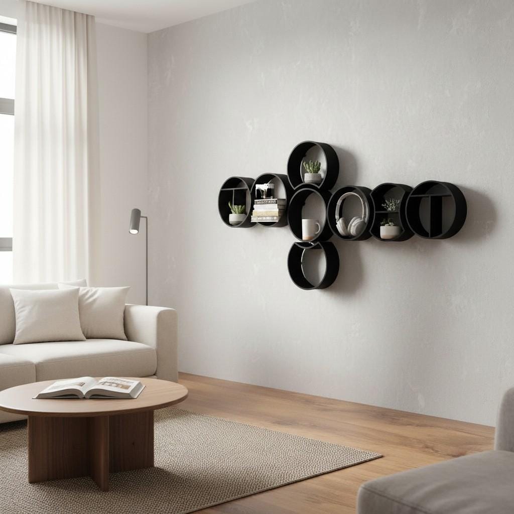 Modular Round Wall Shelf — view 3, 3D printed, HappyLayerMint Malta