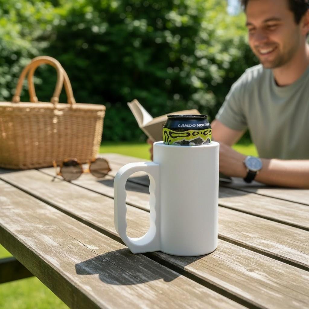 Insulated 16 oz Can Cooler with Handle — view 8, 3D printed, HappyLayerMint Malta