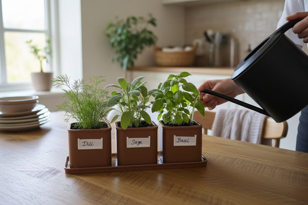 3-Pot Herb Planter Set with Saucer — view 8, 3D printed, HappyLayerMint Malta