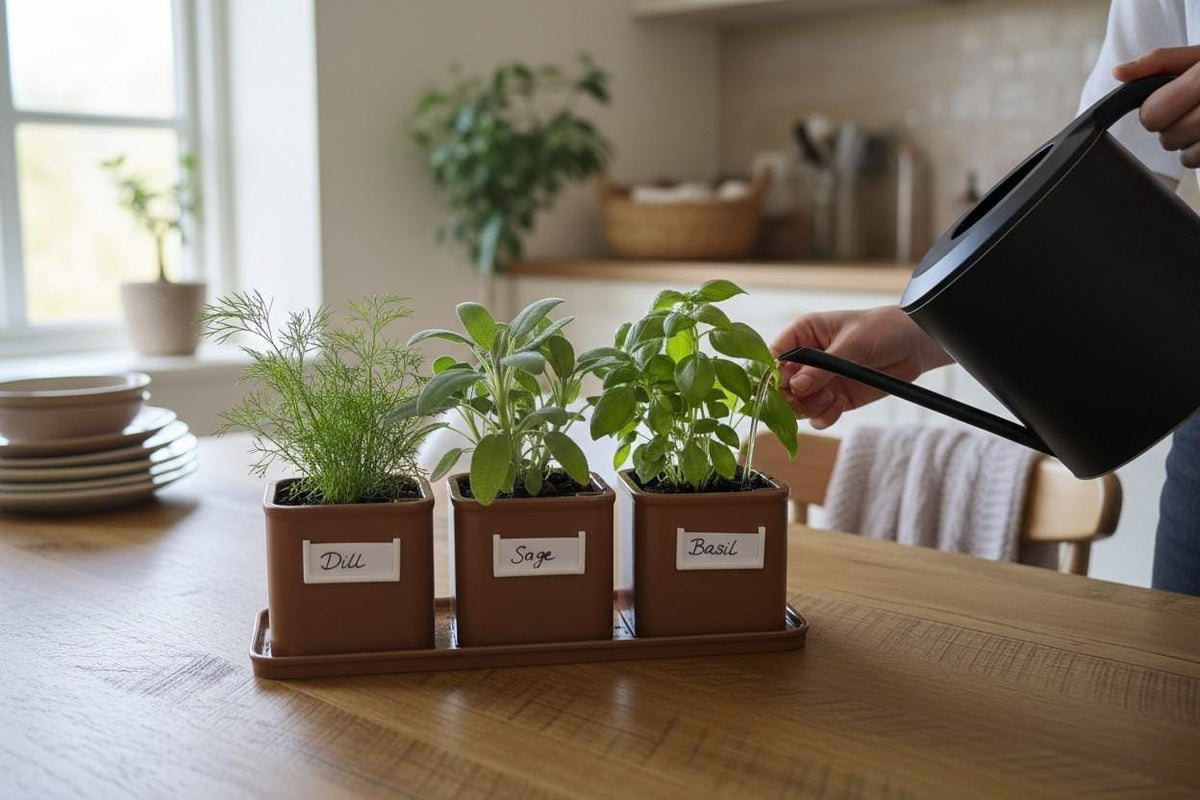 3-Pot Herb Planter Set with Saucer — view 8, 3D printed, HappyLayerMint Malta