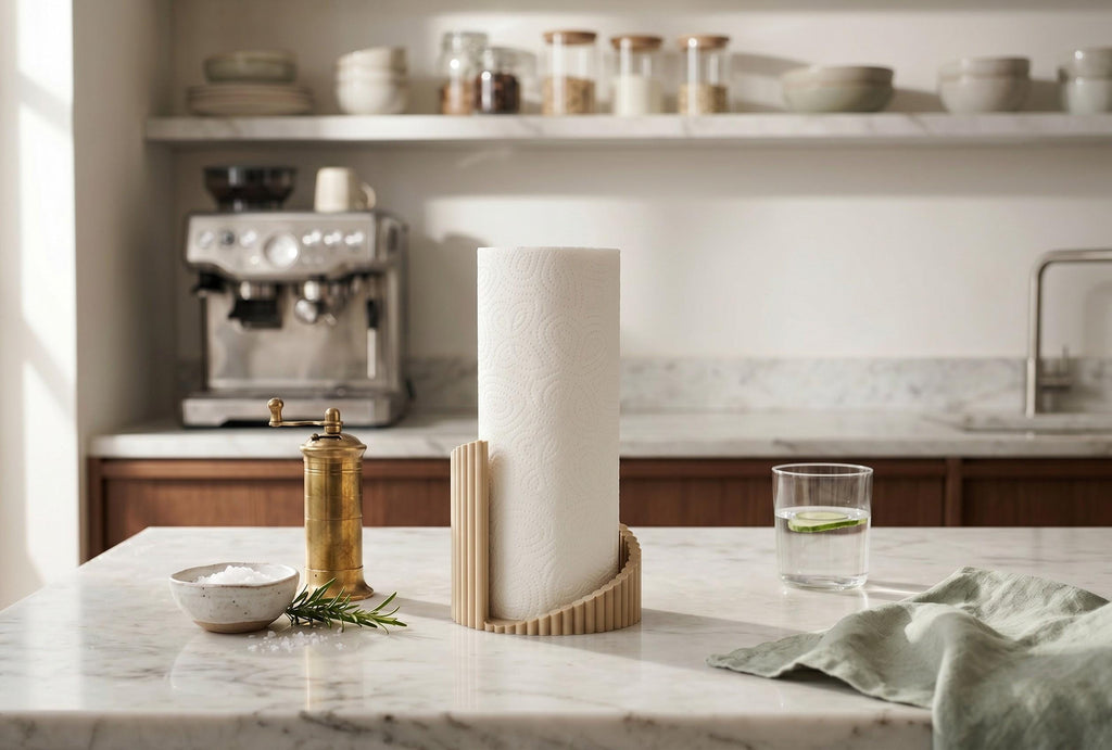 Ribbed 3D-Printed Paper Towel Holder — view 3, 3D printed, HappyLayerMint Malta
