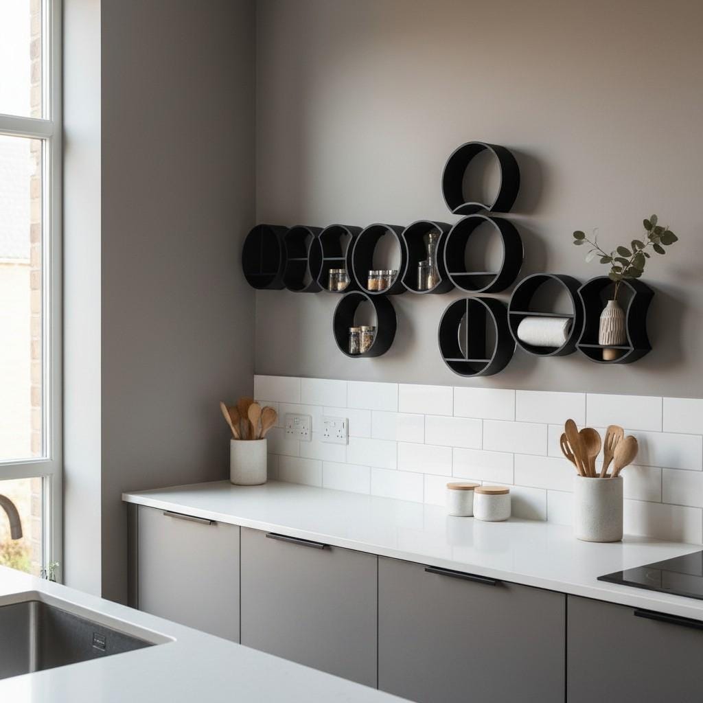 Modular Round Wall Shelf — view 4, 3D printed, HappyLayerMint Malta