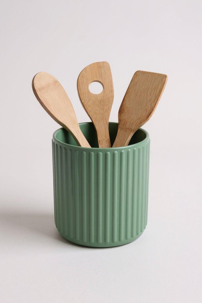Ribbed 3D-Printed Utensil Holder — view 7, 3D printed, HappyLayerMint Malta