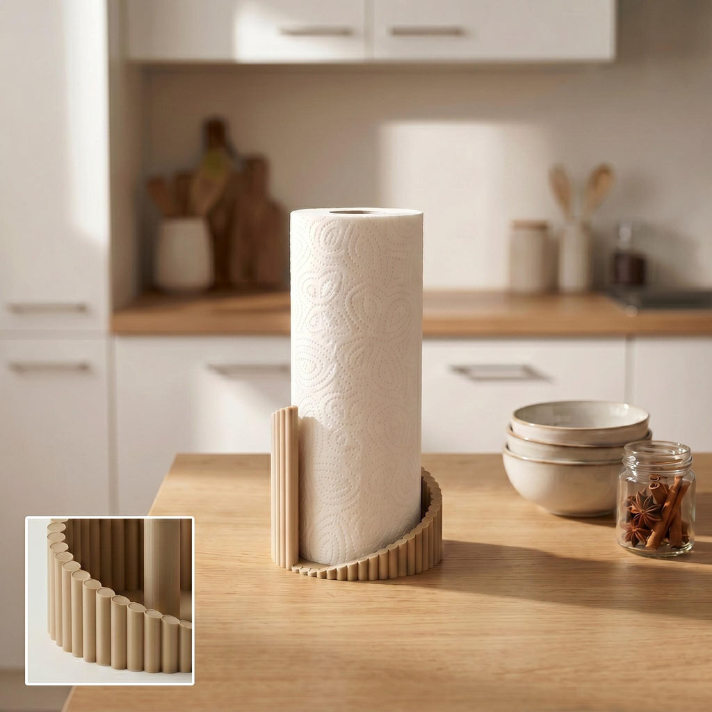 Ribbed 3D-Printed Paper Towel Holder — view 10, 3D printed, HappyLayerMint Malta