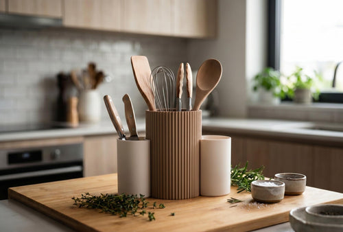3-Cup Kitchen Utensil Caddy — view 2, 3D printed, HappyLayerMint Malta