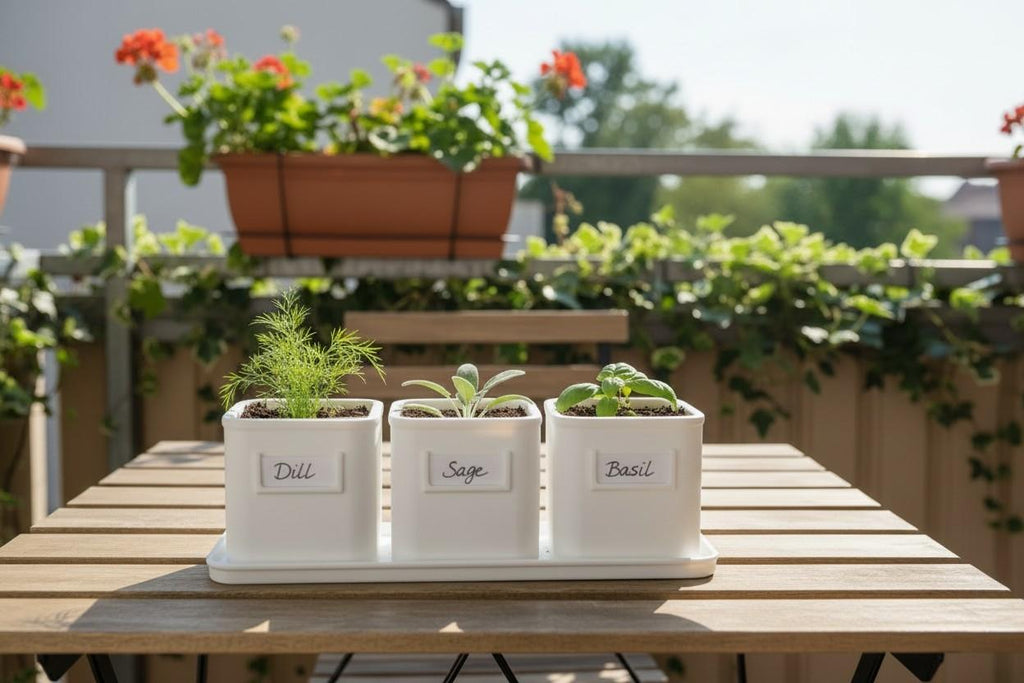 3-Pot Herb Planter Set with Saucer — view 9, 3D printed, HappyLayerMint Malta