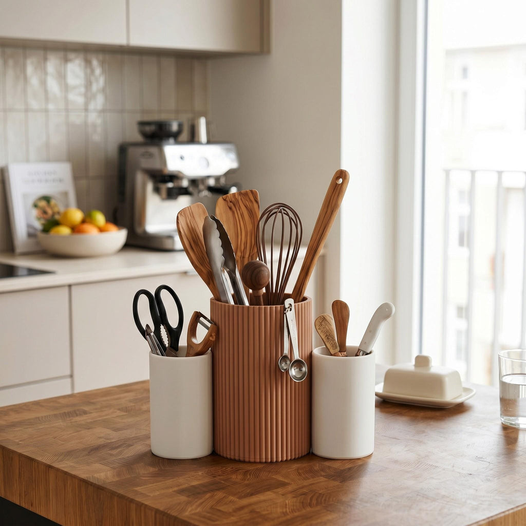 3-Cup Kitchen Utensil Caddy — view 8, 3D printed, HappyLayerMint Malta