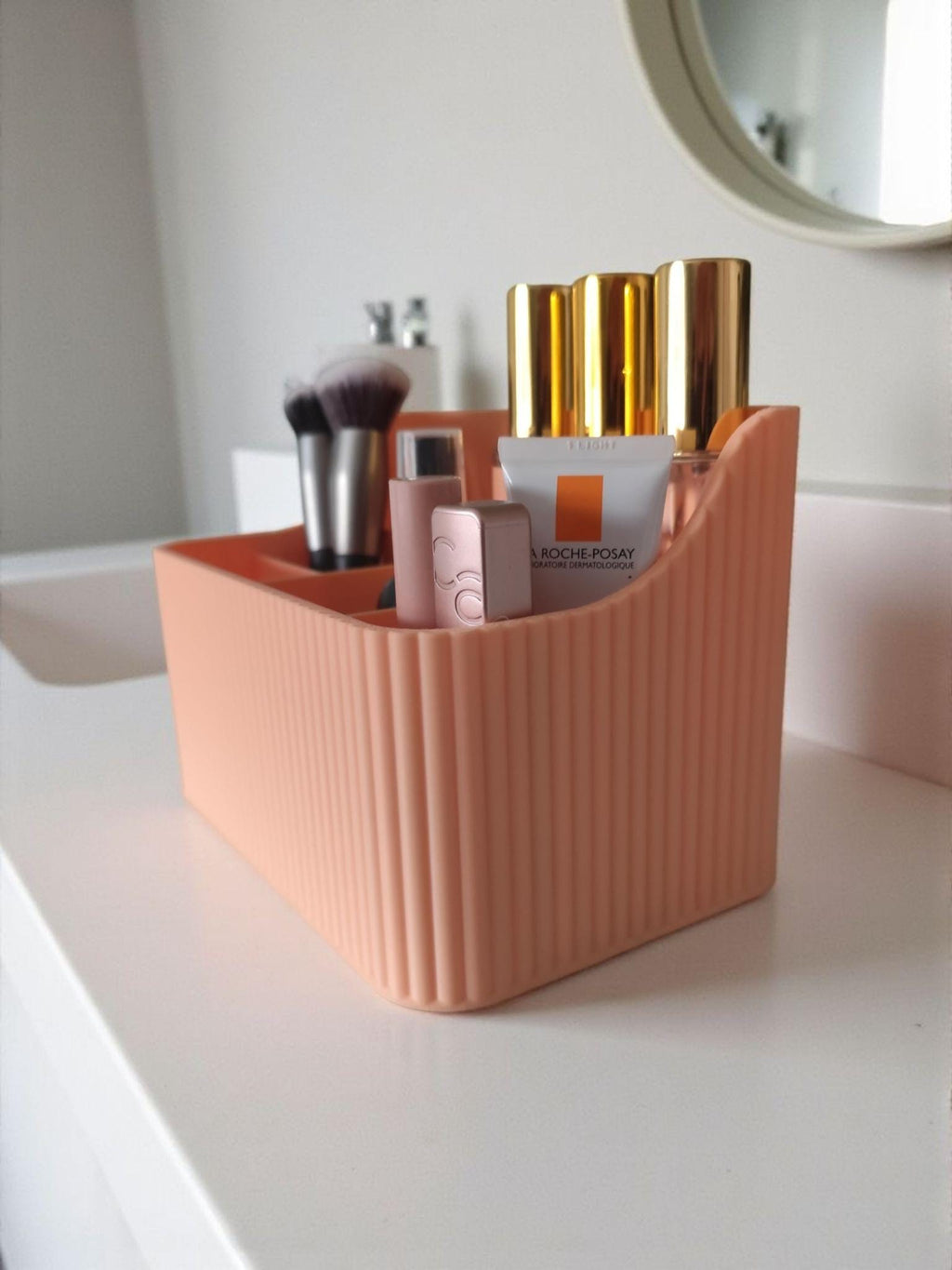 Ribbed Makeup Organizer — view 3, 3D printed, HappyLayerMint Malta