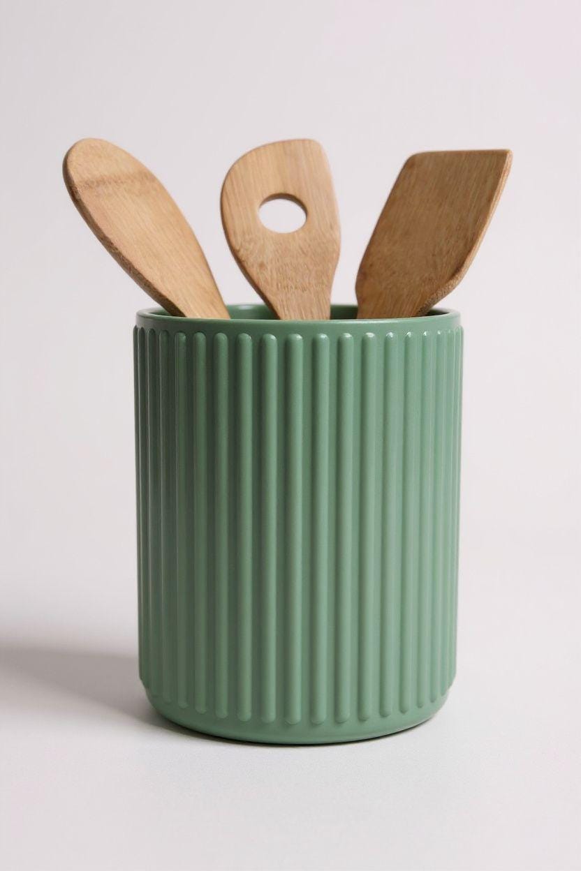 Ribbed 3D-Printed Utensil Holder — view 6, 3D printed, HappyLayerMint Malta