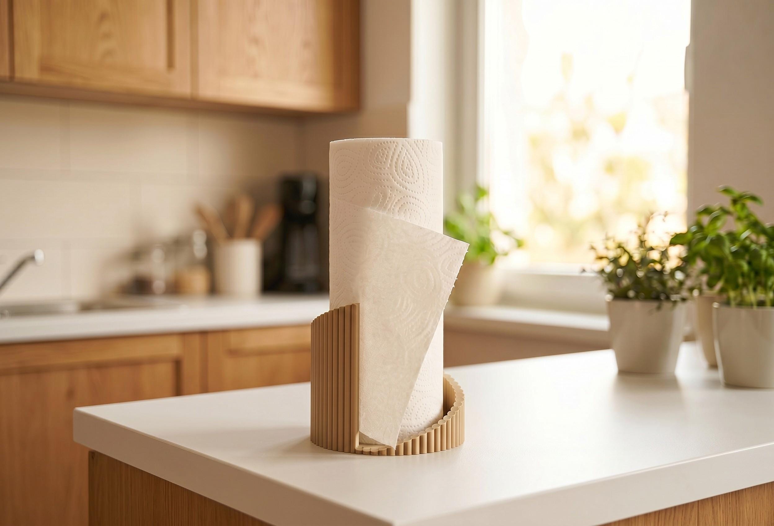 Ribbed 3D-Printed Paper Towel Holder — view 7, 3D printed, HappyLayerMint Malta