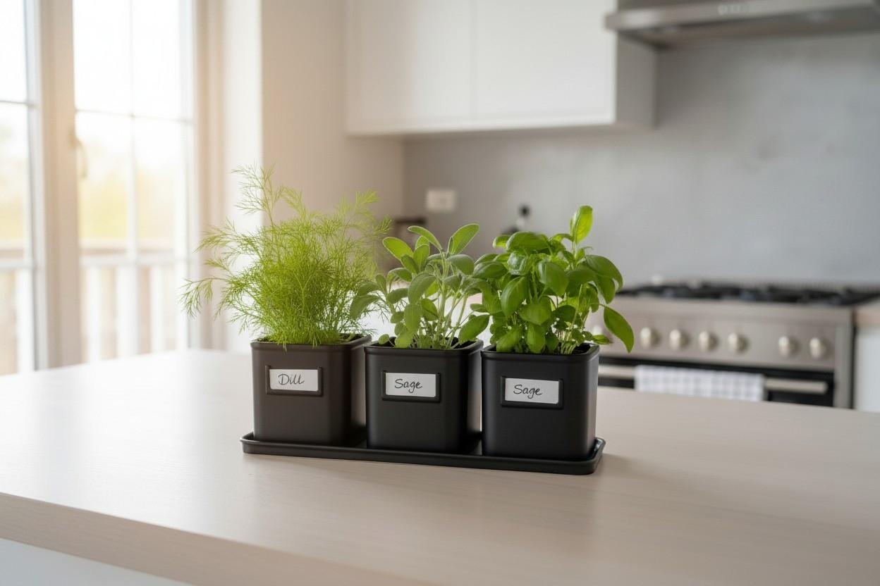 3-Pot Herb Planter Set with Saucer — view 4, 3D printed, HappyLayerMint Malta