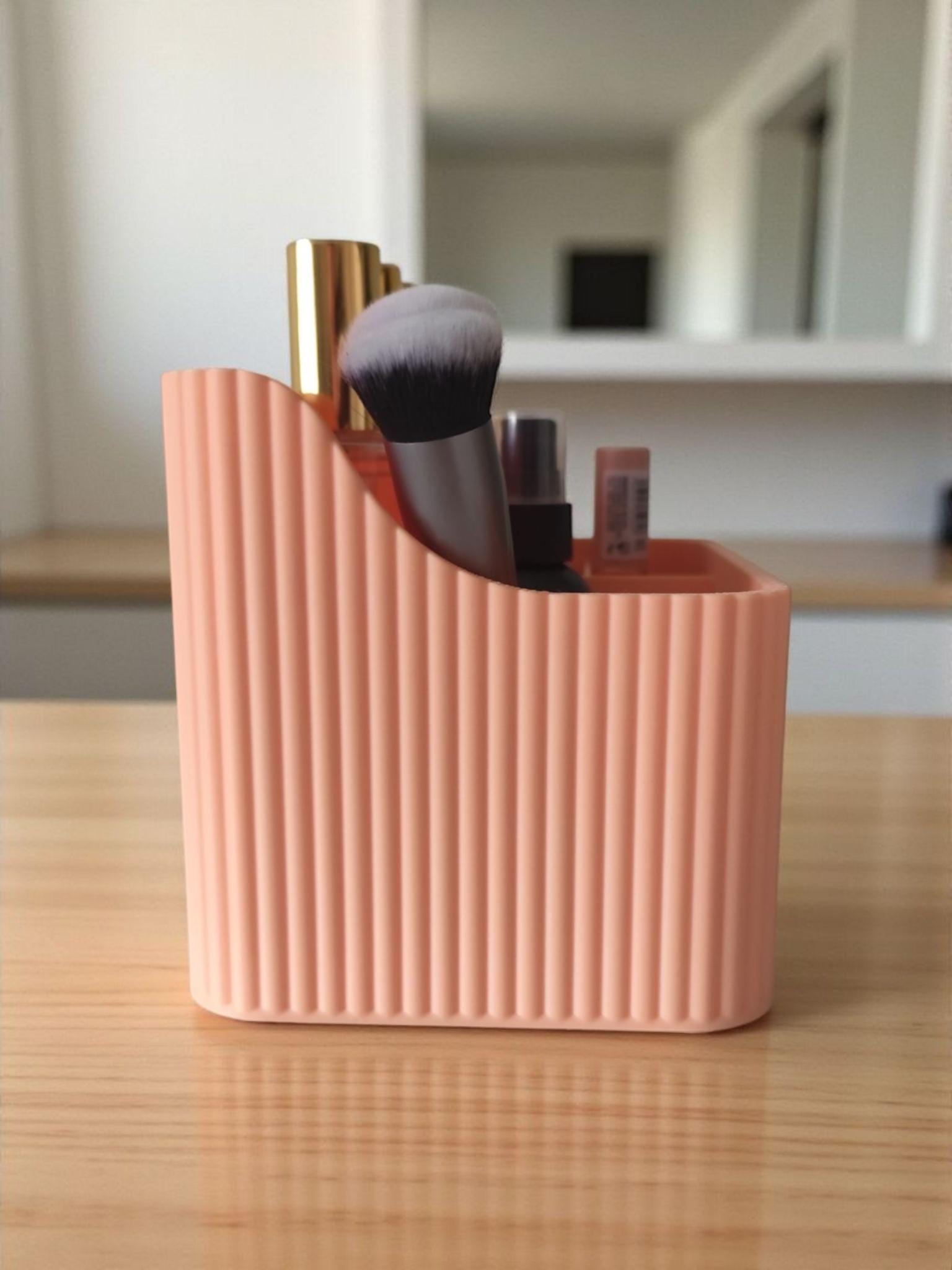Ribbed Makeup Organizer — view 9, 3D printed, HappyLayerMint Malta