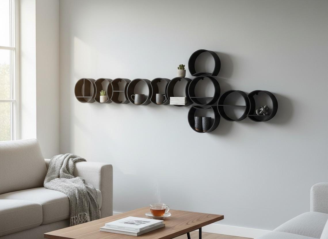 Modular Round Wall Shelf — view 8, 3D printed, HappyLayerMint Malta