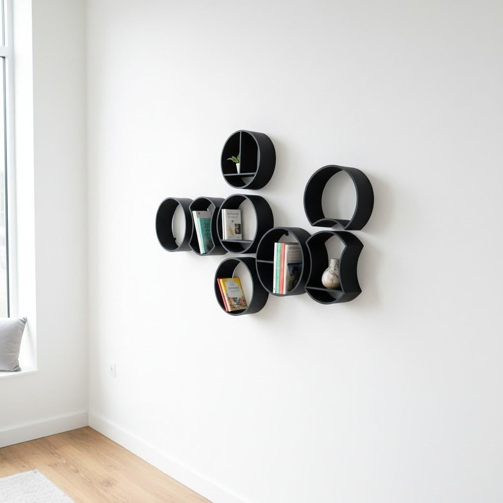 Modular Round Wall Shelf — view 7, 3D printed, HappyLayerMint Malta