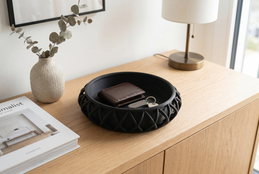 Basket-Style Key Tray, Modern Entryway Organizer for Keys and Wallet, Minimalist Hallway Storage Dish