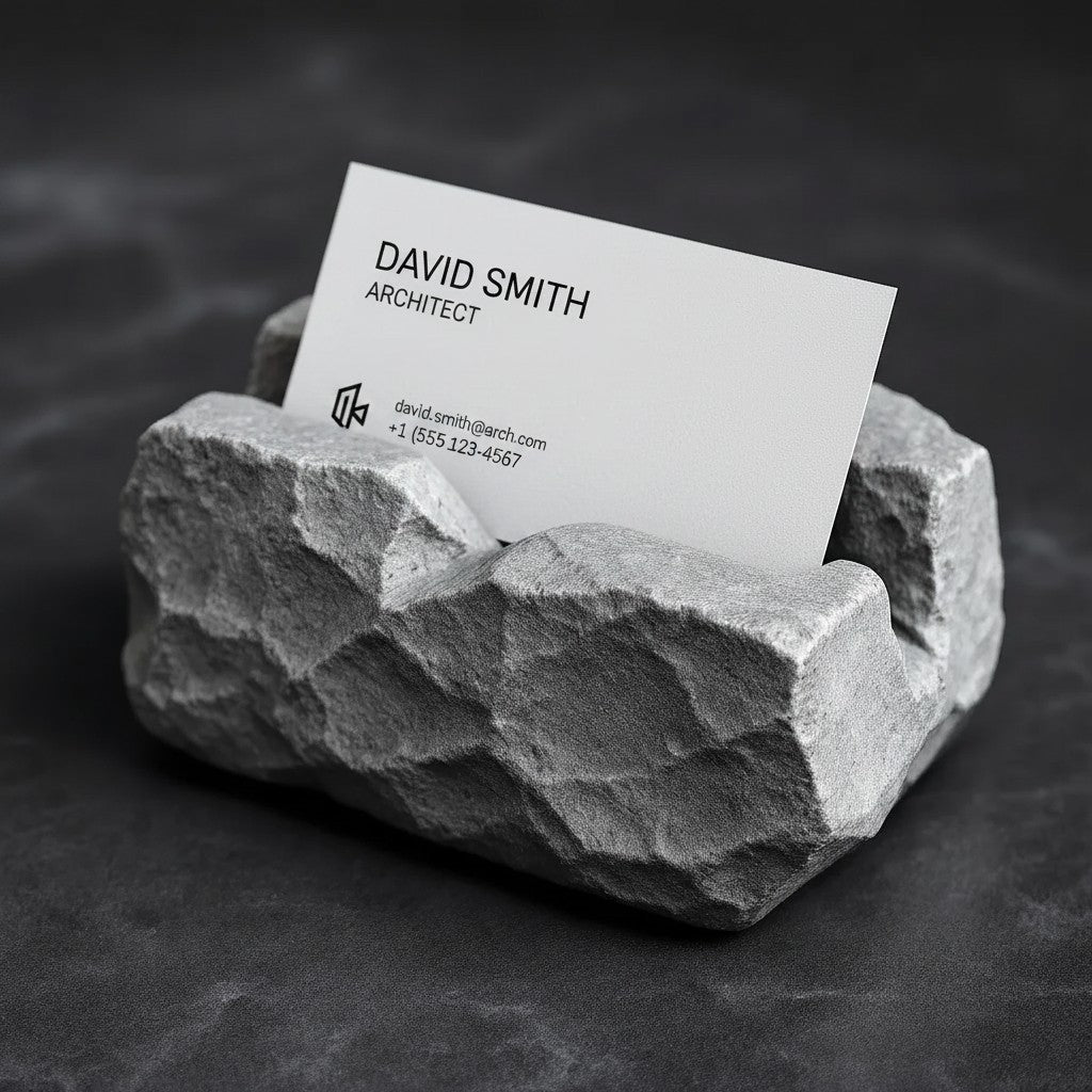 Modern Business Card Holder for Desk, Minimalist Office Organizer, Professional Desk Accessory