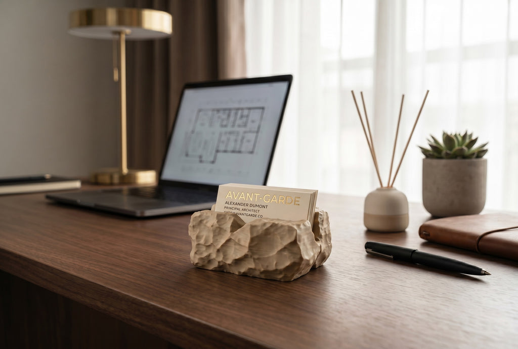 Modern Business Card Holder for Desk, Minimalist Office Organizer, Professional Desk Accessory