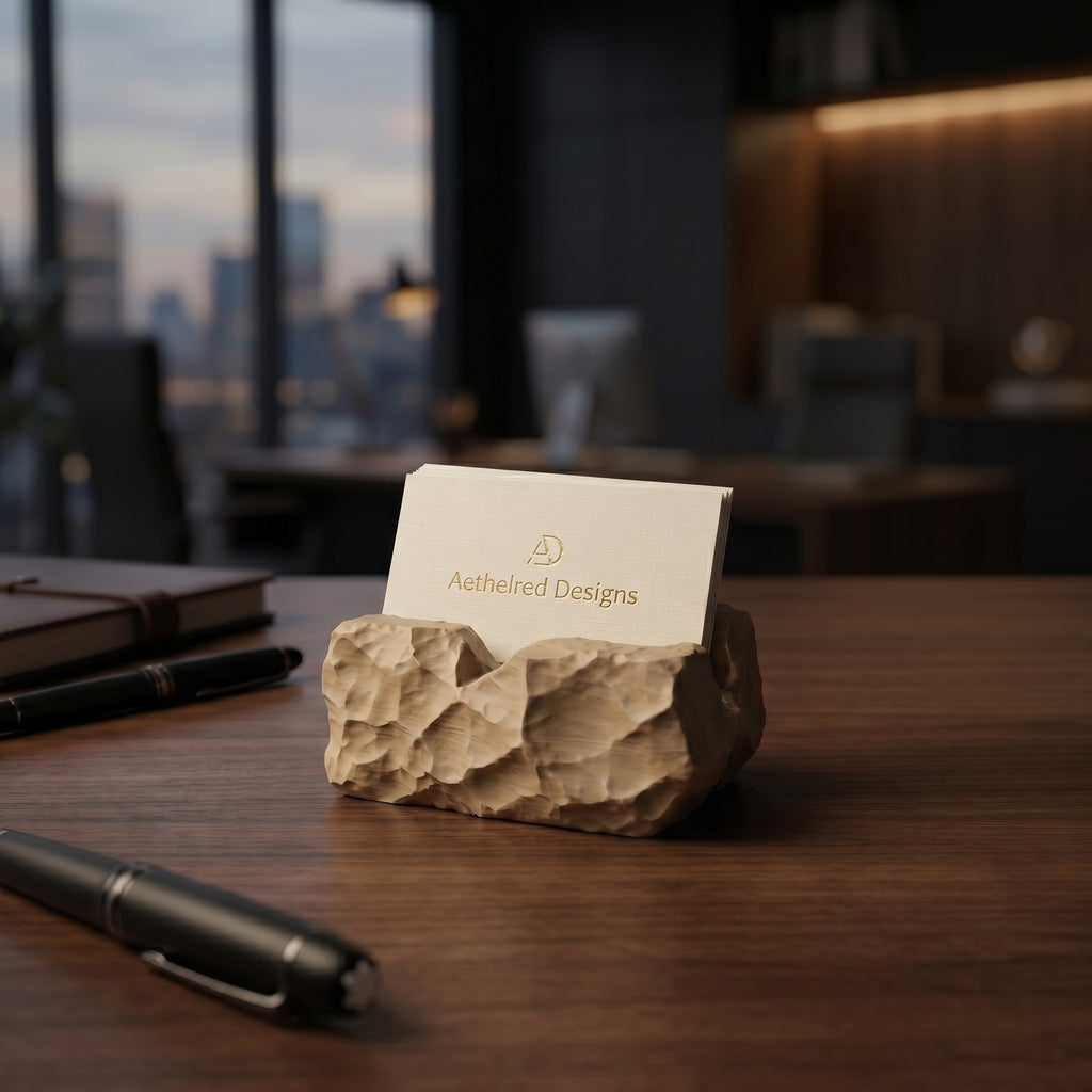 Modern Business Card Holder for Desk, Minimalist Office Organizer, Professional Desk Accessory