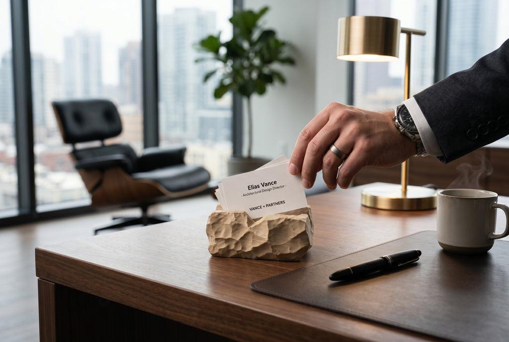 Modern Business Card Holder for Desk, Minimalist Office Organizer, Professional Desk Accessory