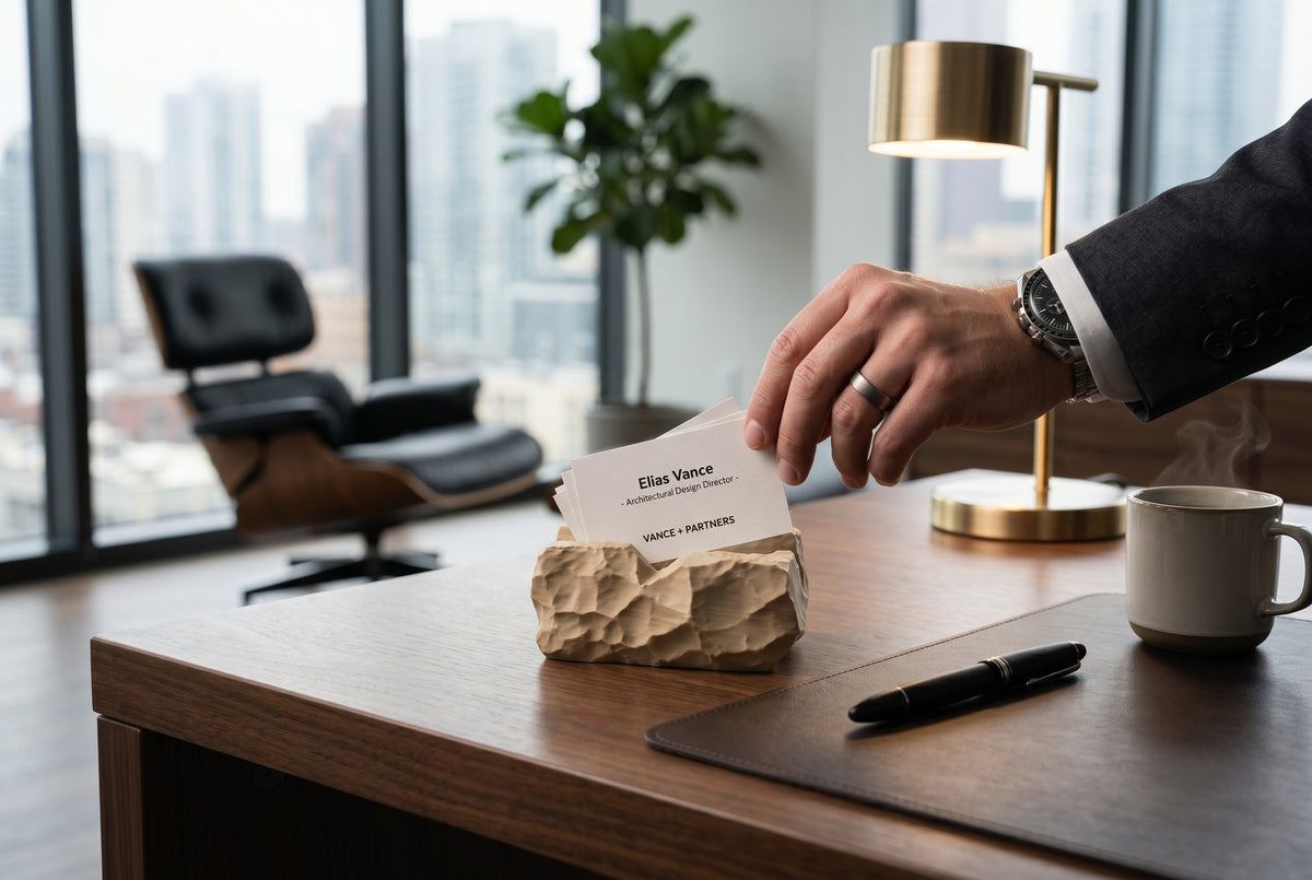 Modern Business Card Holder for Desk, Minimalist Office Organizer, Professional Desk Accessory