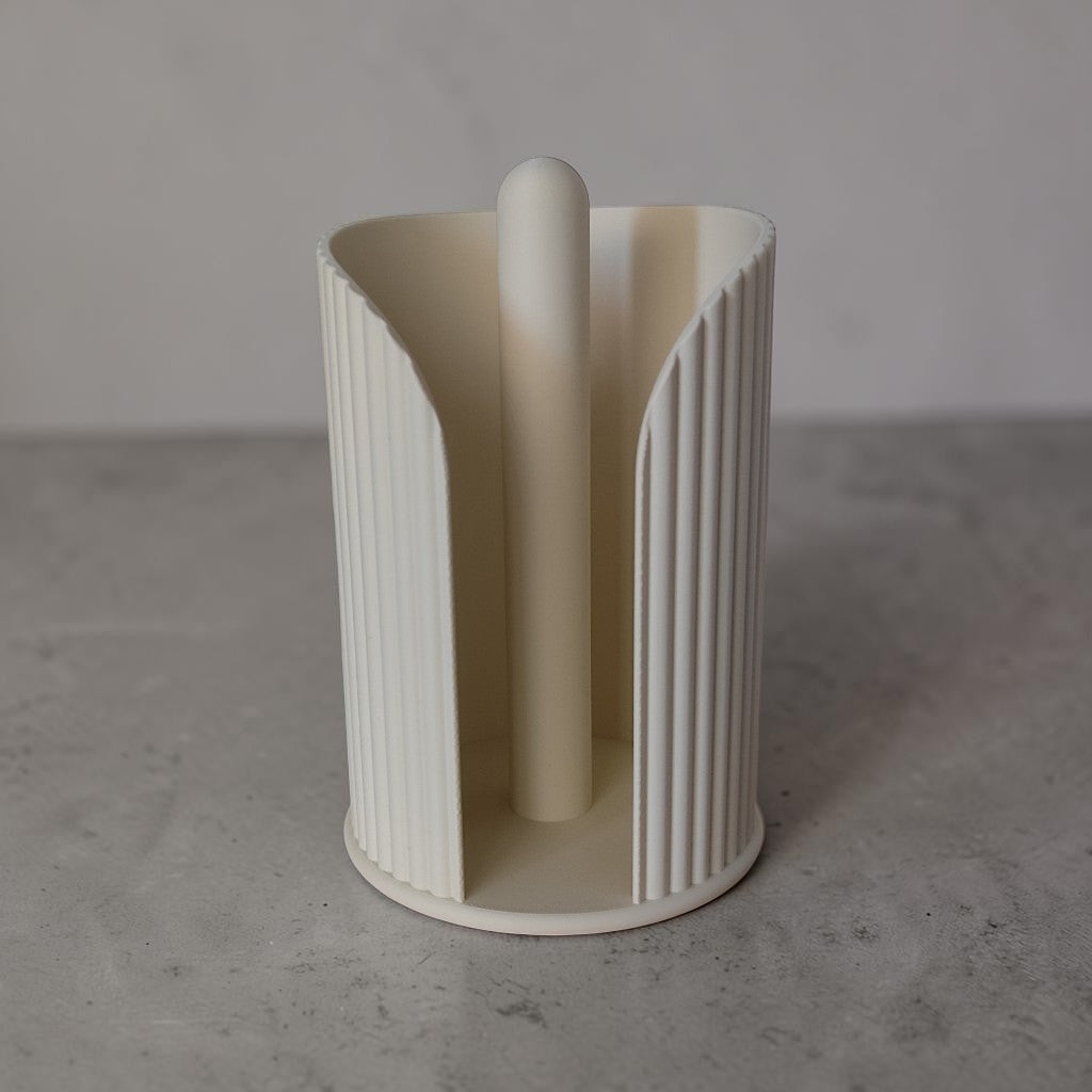 Inca Ribbed Paper Towel Holder, Modern Countertop Kitchen Roll Stand, Minimalist Kitchen Decor