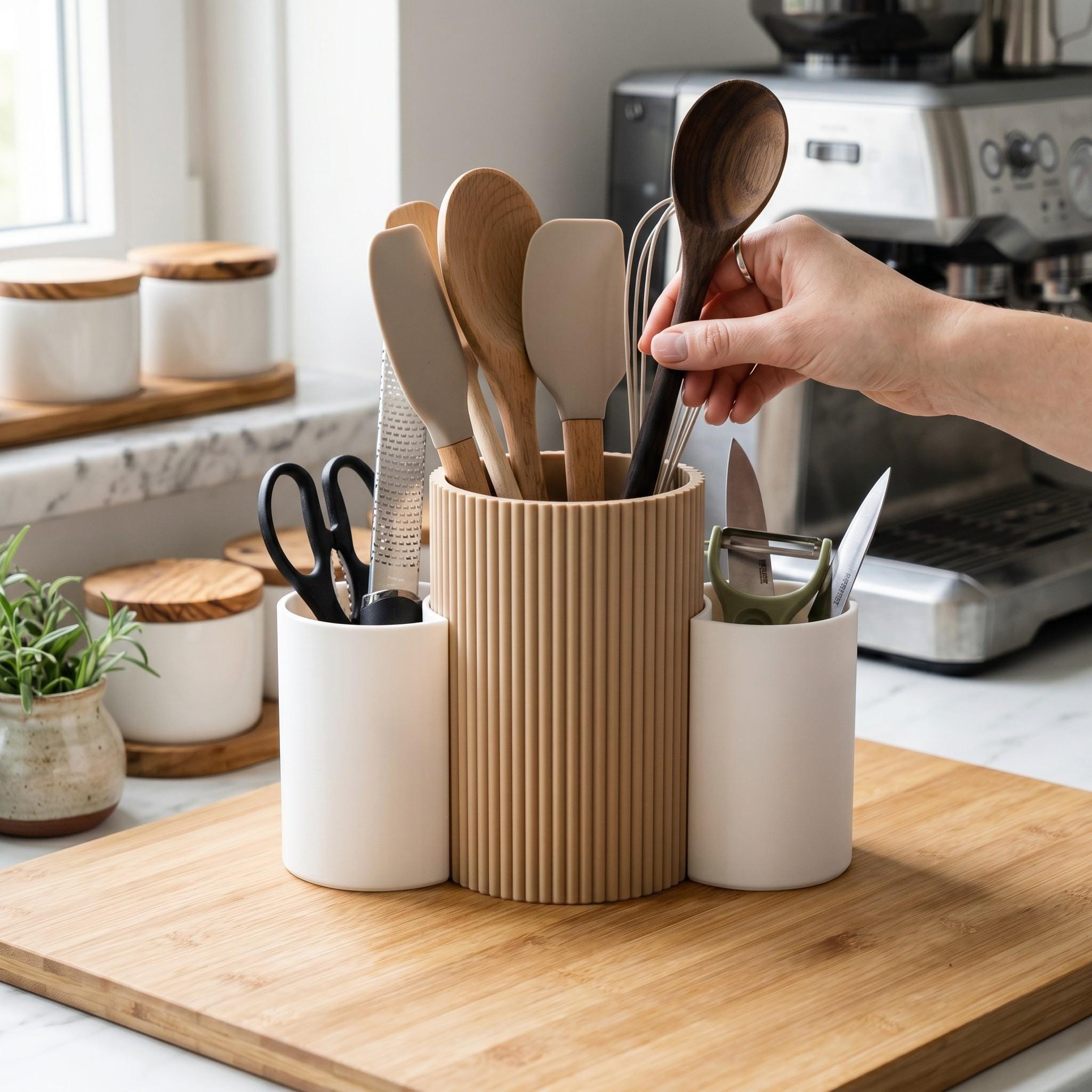 3-Cup Kitchen Utensil Caddy — view 6, 3D printed, HappyLayerMint Malta
