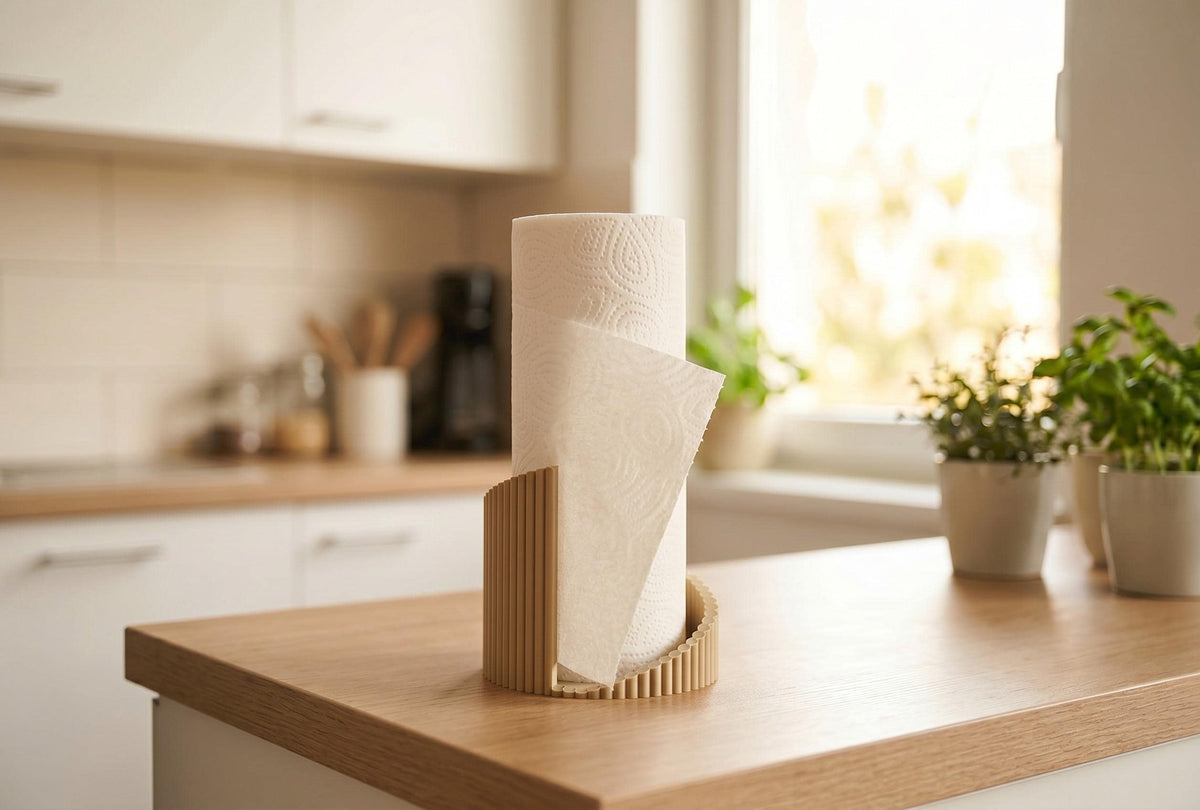 Ribbed 3D-Printed Paper Towel Holder — view 6, 3D printed, HappyLayerMint Malta