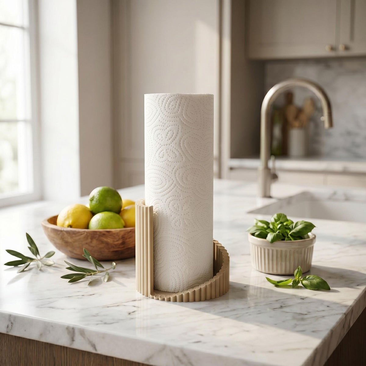 Ribbed 3D-Printed Paper Towel Holder — view 8, 3D printed, HappyLayerMint Malta