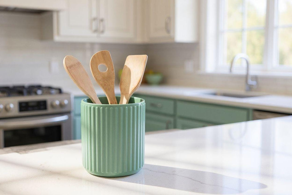 Ribbed 3D-Printed Utensil Holder — view 4, 3D printed, HappyLayerMint Malta
