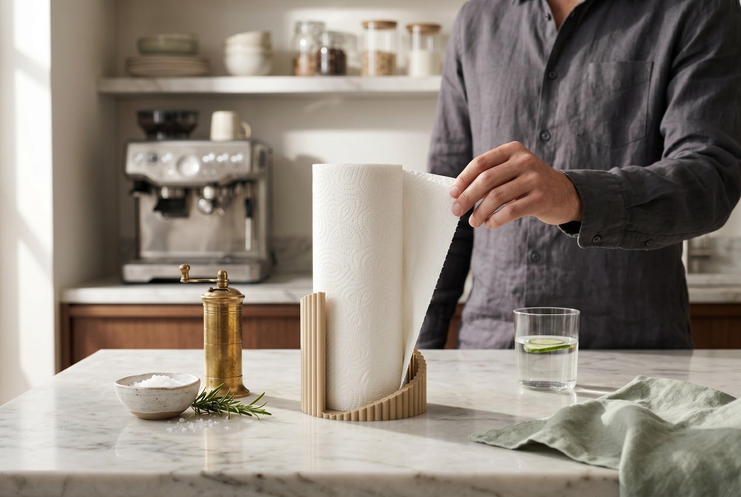 Ribbed 3D-Printed Paper Towel Holder — view 2, 3D printed, HappyLayerMint Malta