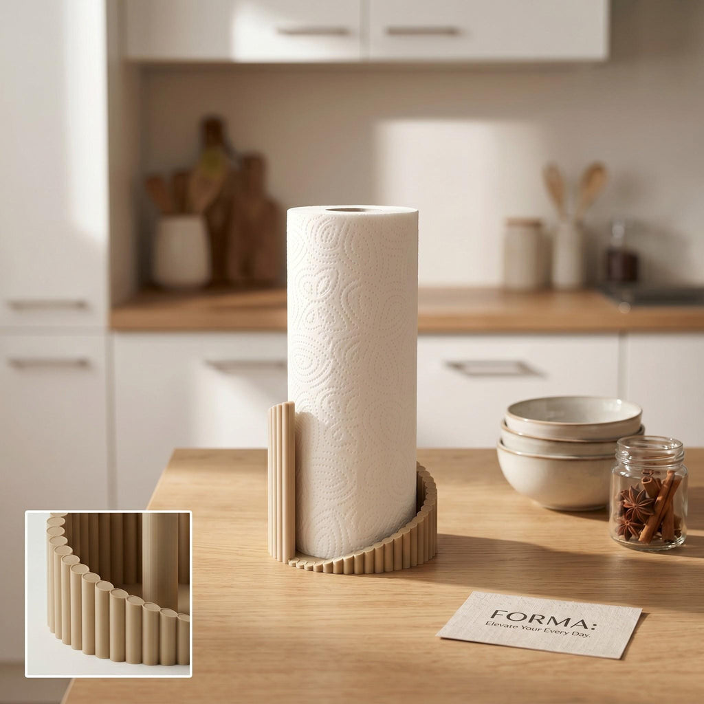 Ribbed 3D-Printed Paper Towel Holder — view 9, 3D printed, HappyLayerMint Malta