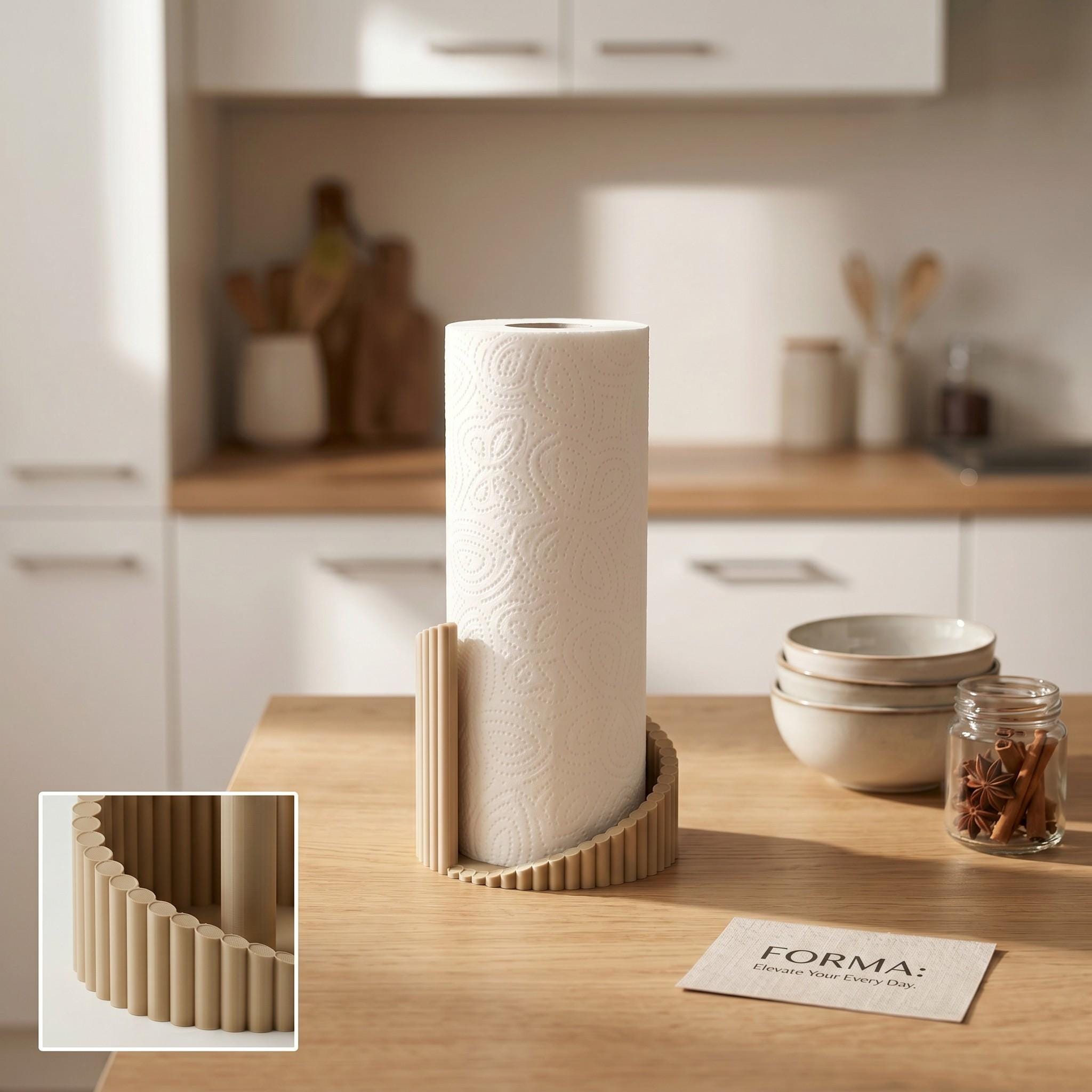 Ribbed 3D-Printed Paper Towel Holder — view 9, 3D printed, HappyLayerMint Malta