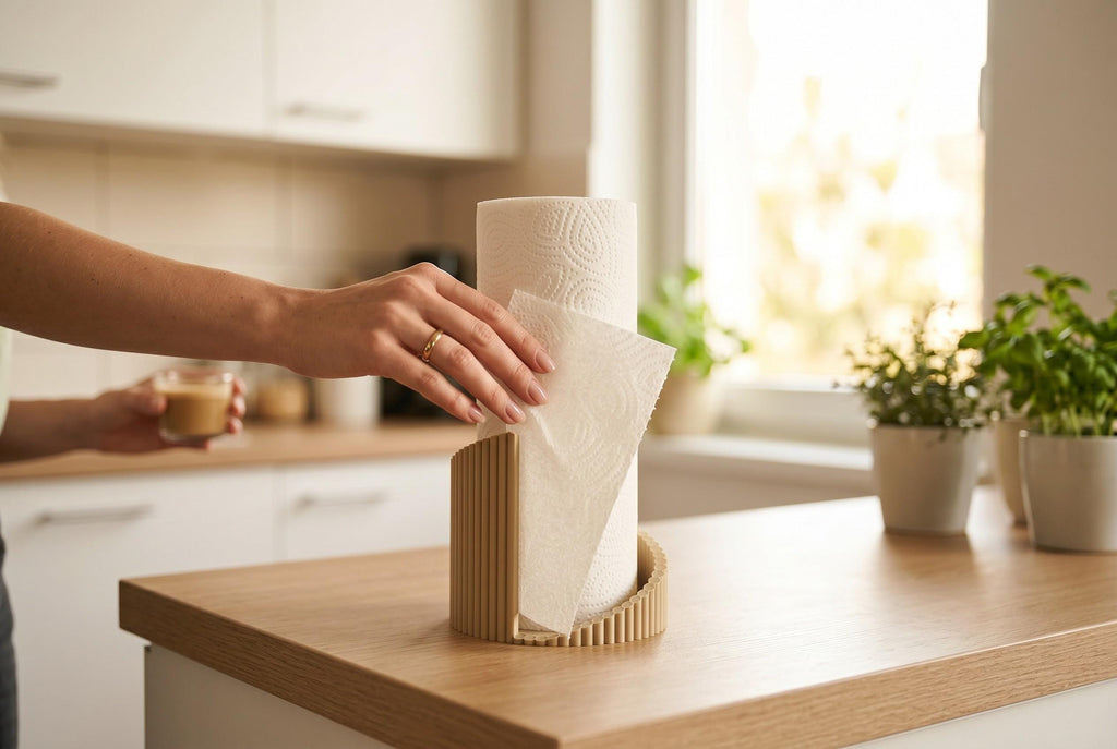 Ribbed 3D-Printed Paper Towel Holder — view 5, 3D printed, HappyLayerMint Malta