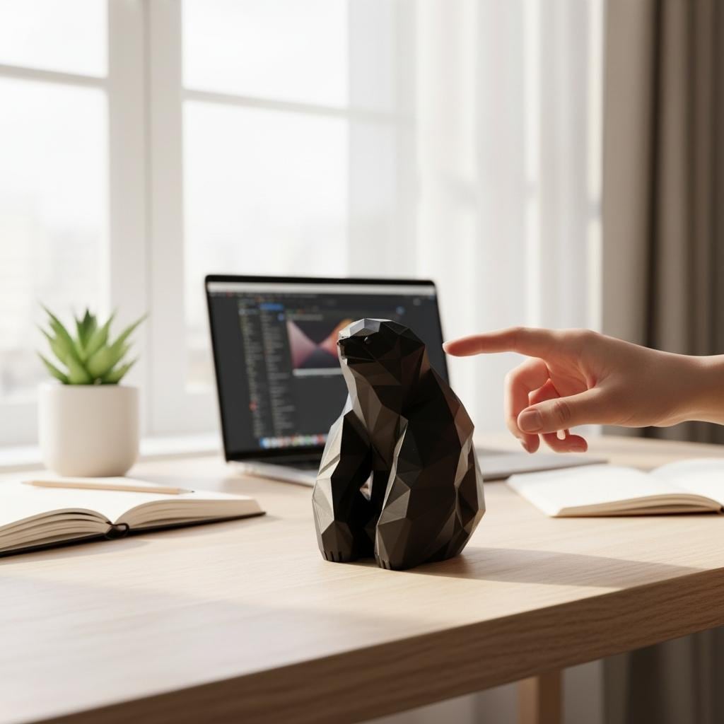 Sitting Low Poly Sloth Sculpture – Modern Animal Decor