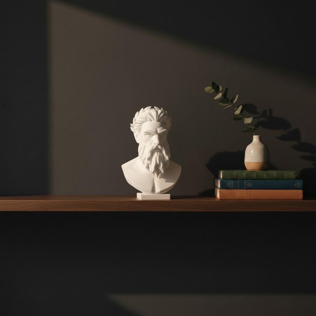 Modern Zeus Bust Statue – Greek God Sculpture, Classical Mythology Decor, Office Shelf Art, Gift for Him