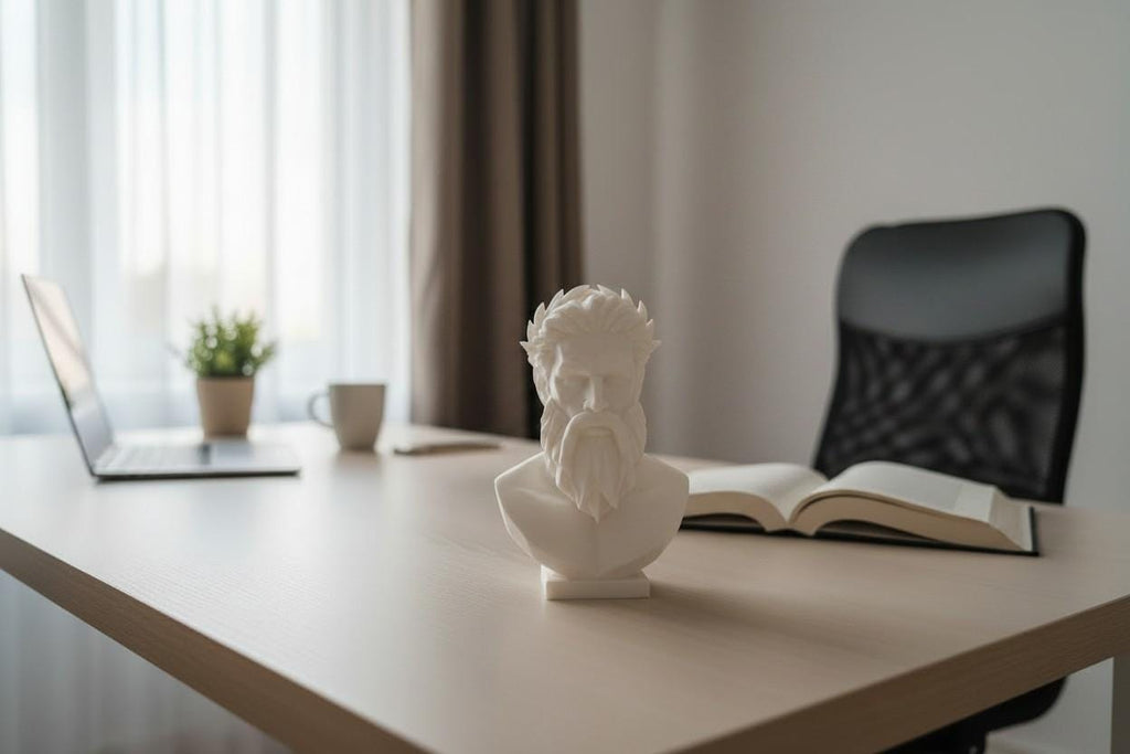 Modern Zeus Bust Statue – Greek God Sculpture, Classical Mythology Decor, Office Shelf Art, Gift for Him