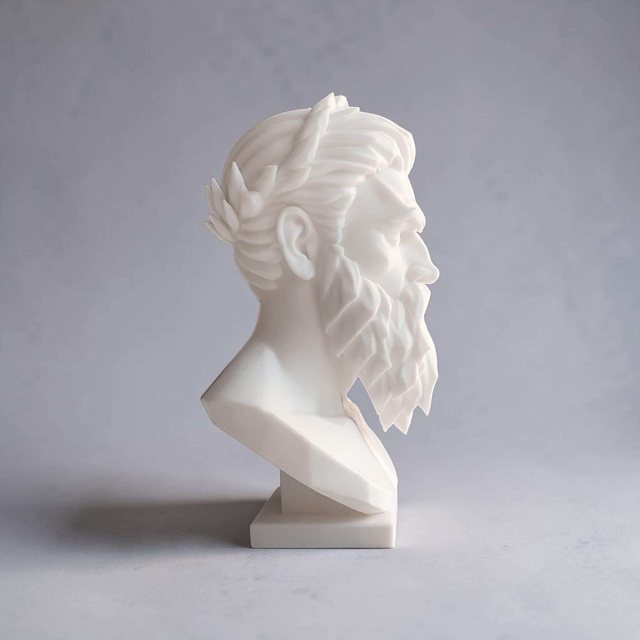 Modern Zeus Bust Statue – Greek God Sculpture, Classical Mythology Decor, Office Shelf Art, Gift for Him