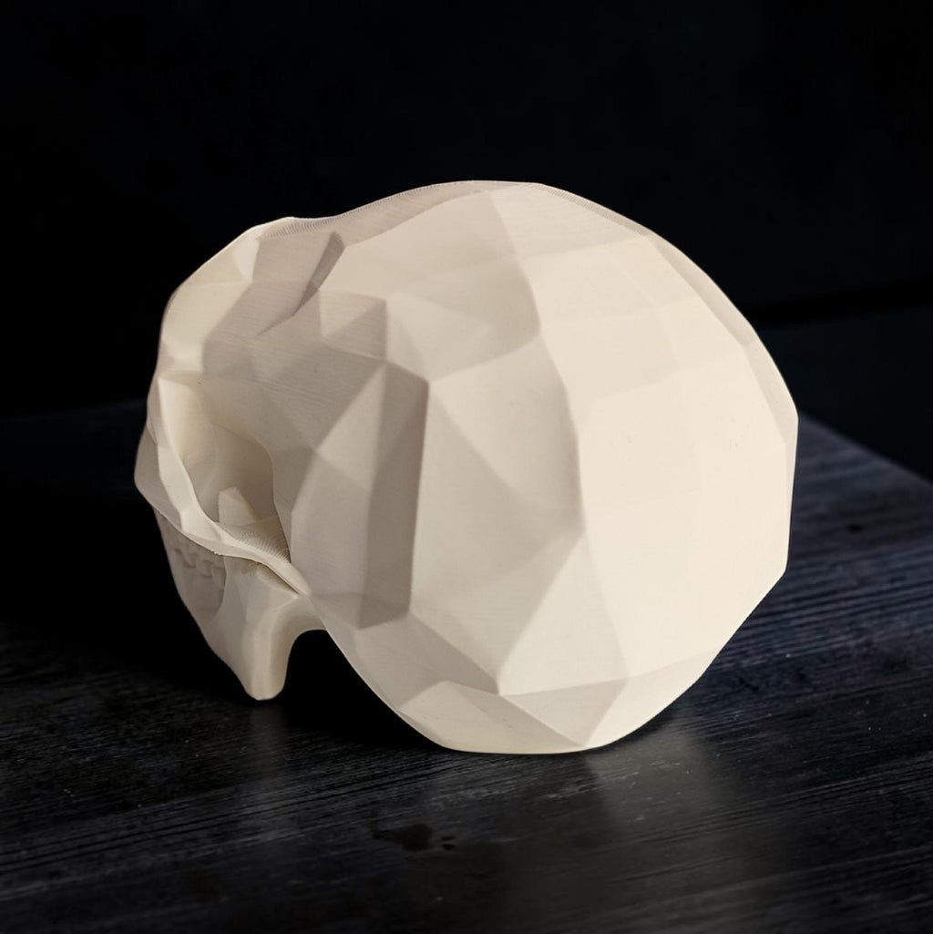 Low Poly Monkey Skull Headphone Stand – Geometric Sculpture, Gamer Desk Decor, PLA+ Plastic
