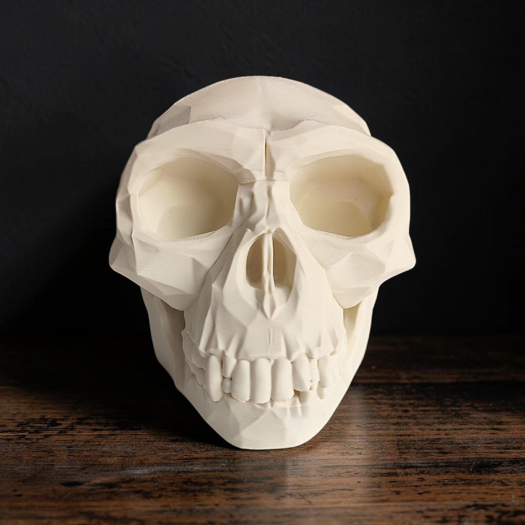 Low Poly Monkey Skull Headphone Stand – Geometric Sculpture, Gamer Desk Decor, PLA+ Plastic