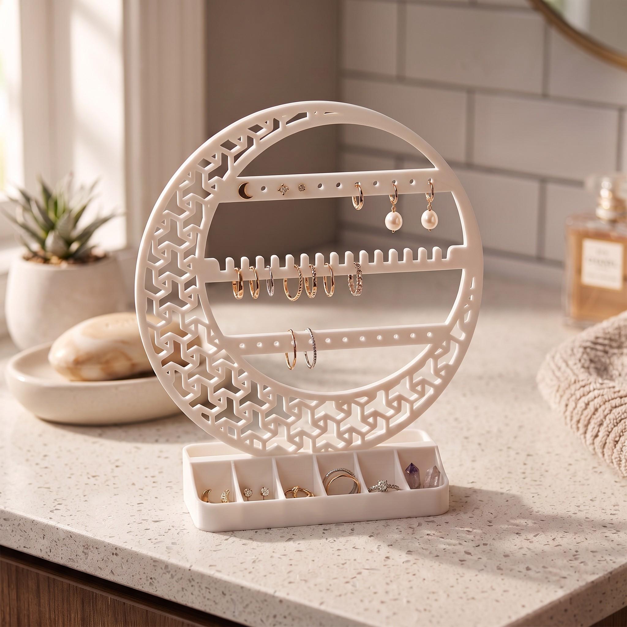 Crescent Moon Jewelry Organizer, Ring and Necklace Holder, Celestial Vanity Decor, Modern Jewelry Stand, Gift for Her