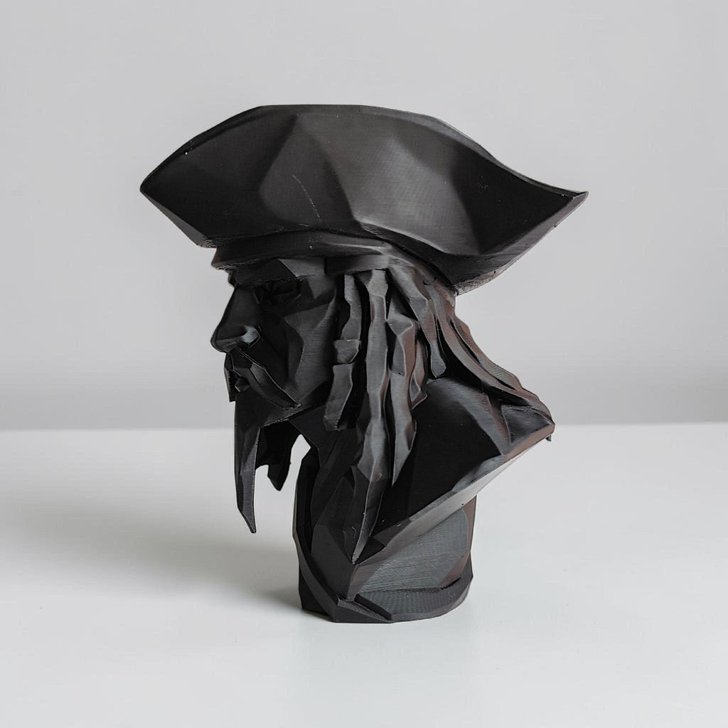 Low Poly Pirate Bust, Caribbean Pirate Sculpture, Geometric Pirate Decor, Nautical Gift, Shelf or Office Statue