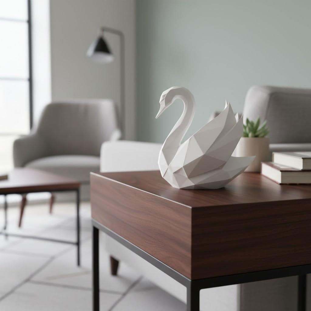 Low Poly Swan Sculpture, Modern Bird Statue, Geometric Swan Decor, Wedding Gift, Anniversary Gift, Minimalist Home Decor