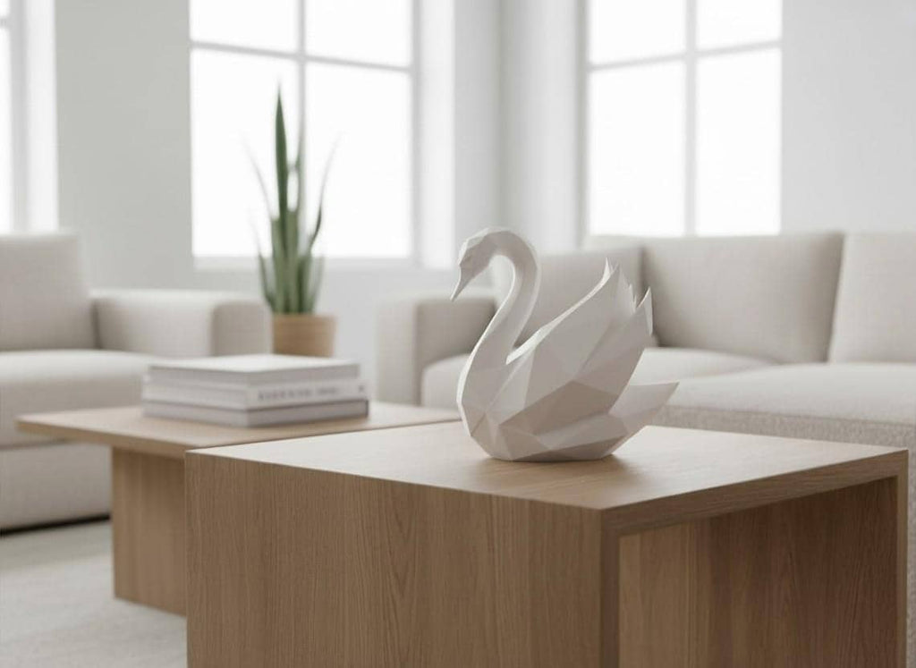 Low Poly Swan Sculpture, Modern Bird Statue, Geometric Swan Decor, Wedding Gift, Anniversary Gift, Minimalist Home Decor