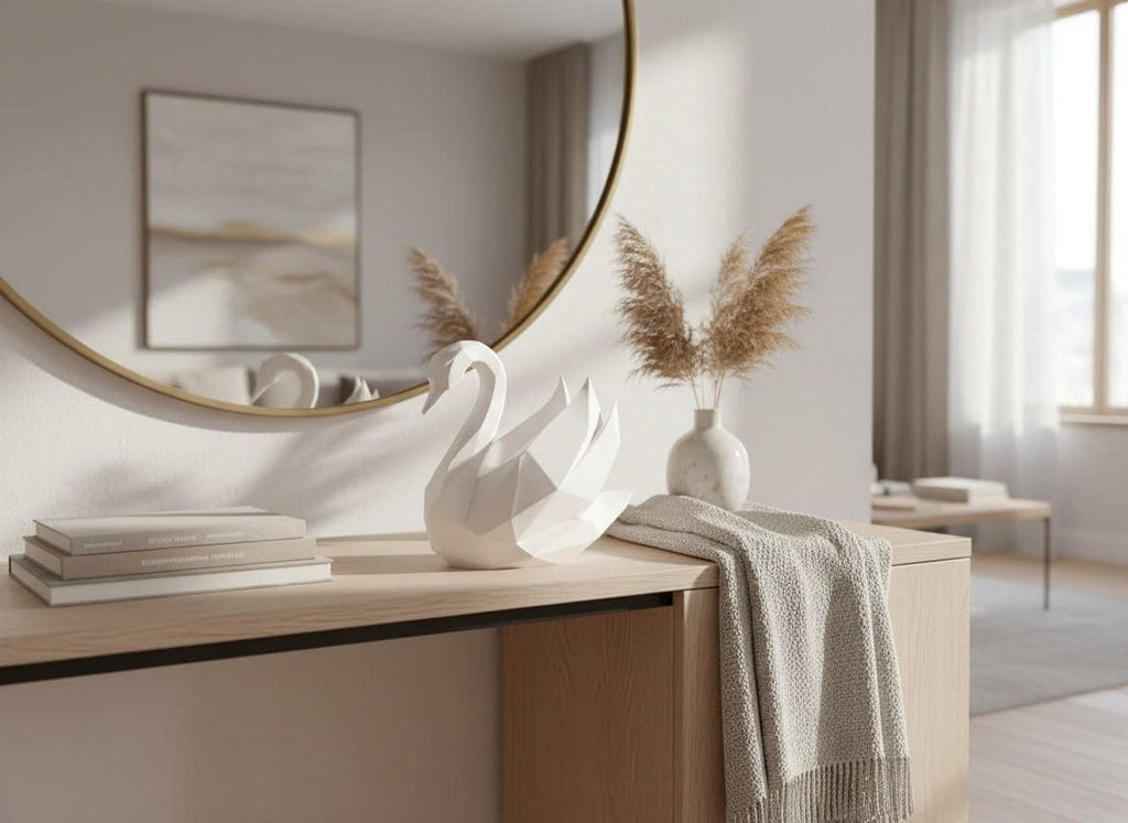 Low Poly Swan Sculpture, Modern Bird Statue, Geometric Swan Decor, Wedding Gift, Anniversary Gift, Minimalist Home Decor