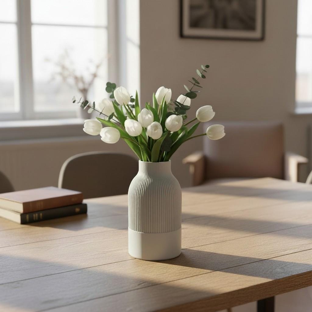 Japandi Vase, Modern Decorative Vase, Minimalist Two-Tone Flower Vase, Scandinavian Japanese Home Decor