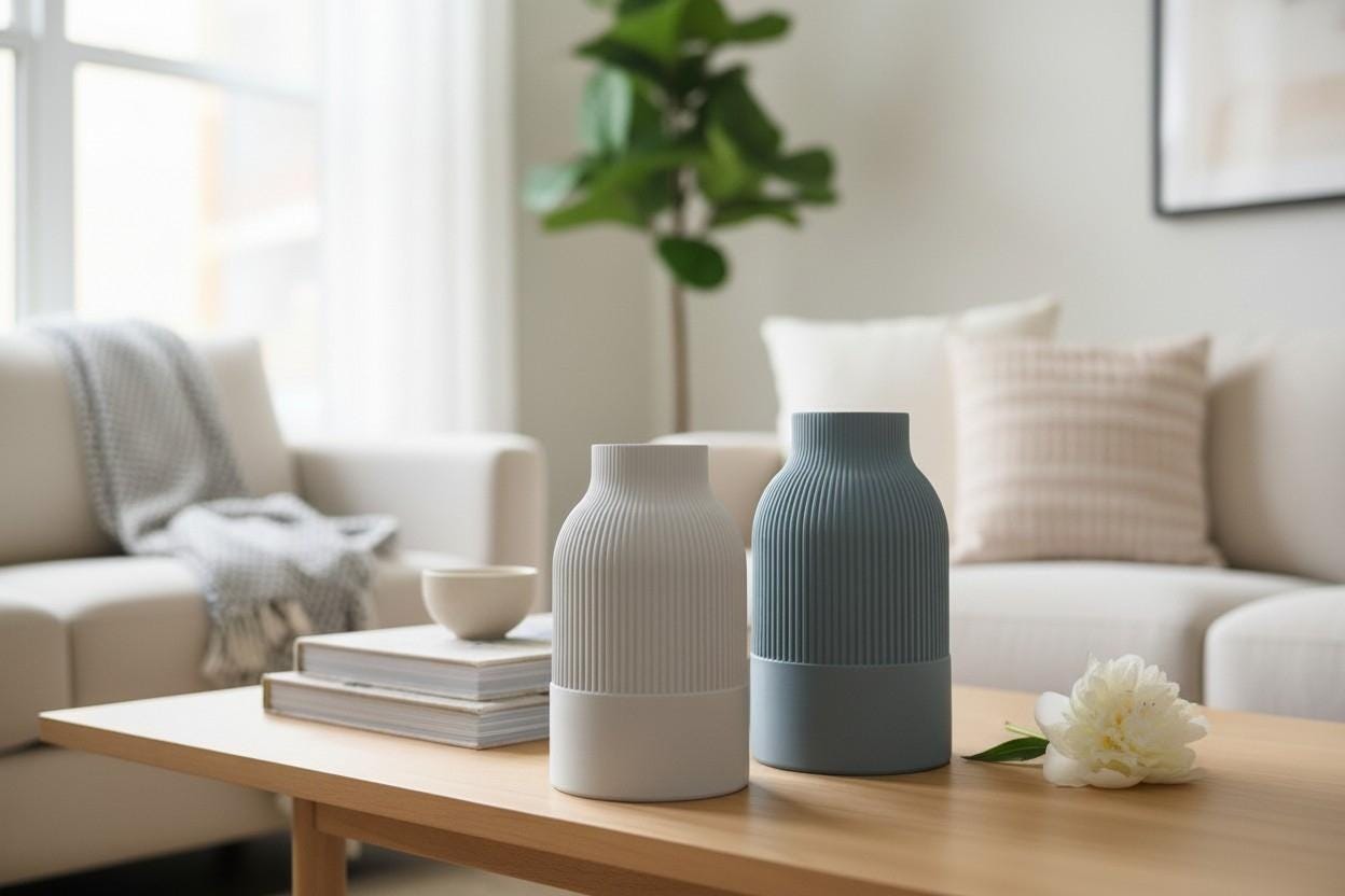 Japandi Vase, Modern Decorative Vase, Minimalist Two-Tone Flower Vase, Scandinavian Japanese Home Decor
