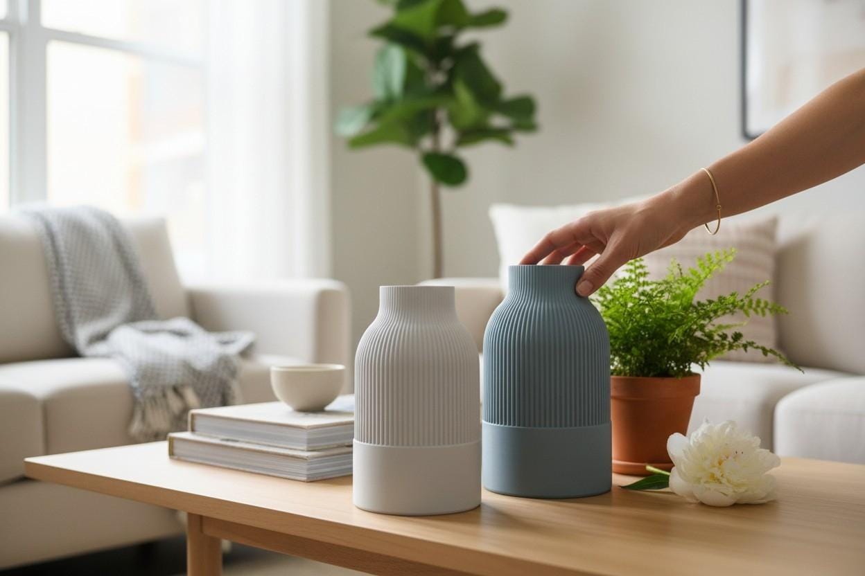 Japandi Vase, Modern Decorative Vase, Minimalist Two-Tone Flower Vase, Scandinavian Japanese Home Decor