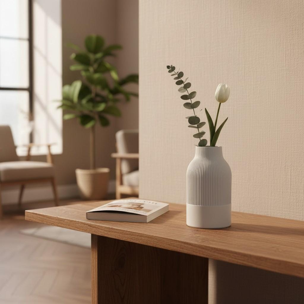 Japandi Vase, Modern Decorative Vase, Minimalist Two-Tone Flower Vase, Scandinavian Japanese Home Decor